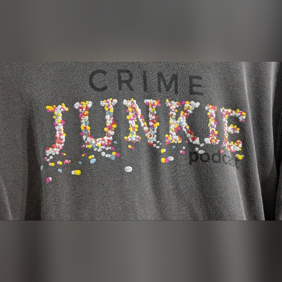 Crime Junkie Podcast Pill Logo Pullover Hoodie Sweatshirt, Size Large - Picture 3 of 7